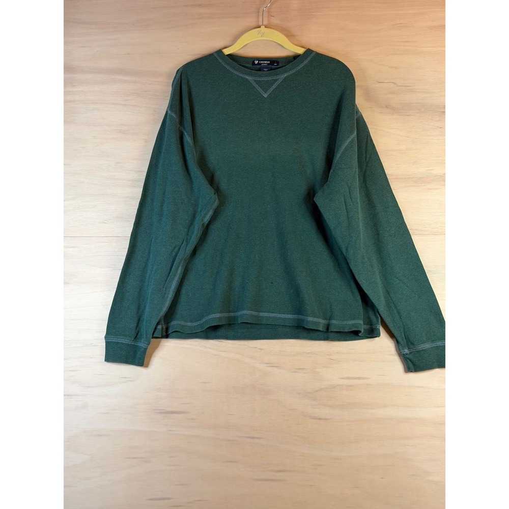 Cremieux Classics Mens Large Green Long Sleeve Cotton Crewneck Pullover Shirt